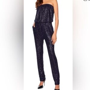 Susana Monaco jumpsuit sequin Sparkling Navy luxury sleeveless S NWT NEW RT$267